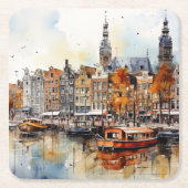 Amsterdam, gestrekte print kartonnen onderzetters (Voorkant)