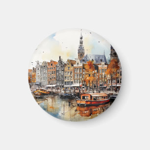 Amsterdam, gestrekte print magneet