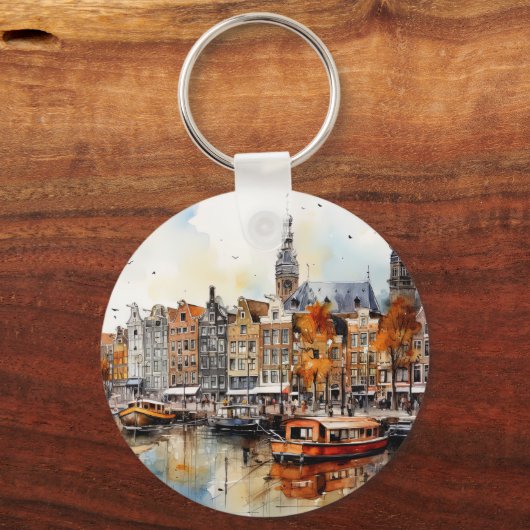 Amsterdam, gestrekte print sleutelhanger (Voorkant)
