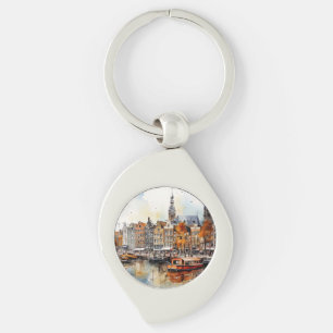 Amsterdam, gestrekte print sleutelhanger