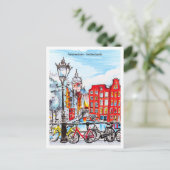 Amsterdam Gracht Nederland Schets Briefkaart (Staand voorkant)