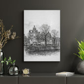 Amsterdam Gracht Stadsgezicht – Handgetekende Sche Poster