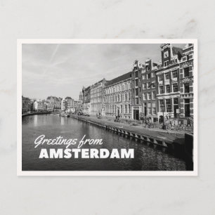 Amsterdam Gracht Zwart & Wit Foto Wenskaarten  Briefkaart