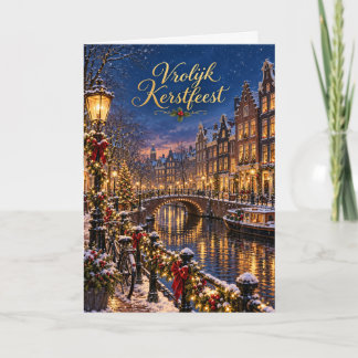 Amsterdam Grachten Vrolijk Kerstfeest Feestdagen Kaart