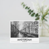Amsterdam Grachtenboten Zwart & Wit Briefkaart (Staand voorkant)
