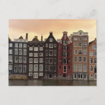 Amsterdam Grachtenhuizen bij zonsondergang