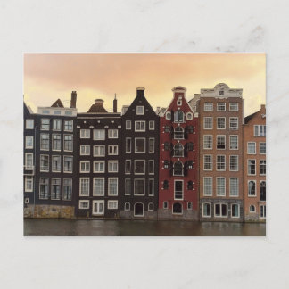 Amsterdam Grachtenhuizen bij zonsondergang Feestdagenkaart