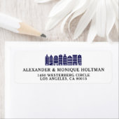 Amsterdam Grachtenhuizen Nederlands Blauw Retourad Etiket (Insitu)