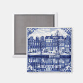 Amsterdam grachtenhuizen vierkante magneet (Voorkant / Achterkant)