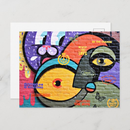 Amsterdam Graffiti, kleurrijk en cool, Briefkaart (Voorkant / Achterkant)