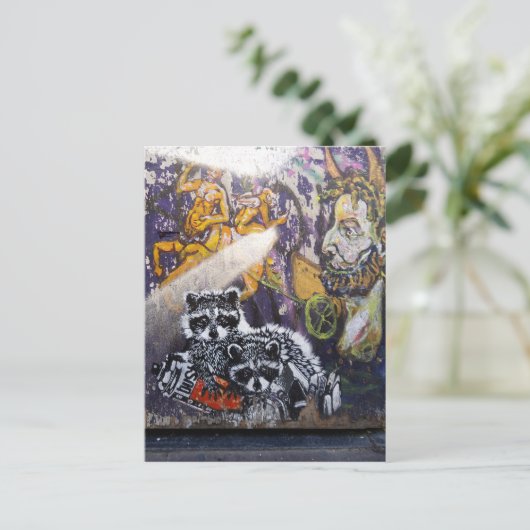 Amsterdam Graffiti Street Art Nr. 1 - Raccoon Briefkaart (Staand voorkant)