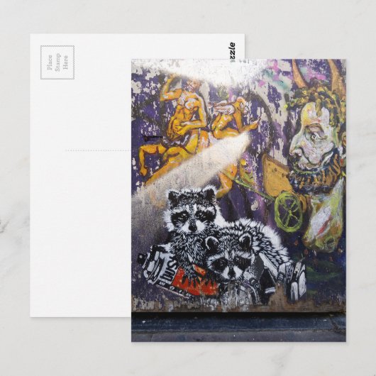 Amsterdam Graffiti Street Art Nr. 1 - Raccoon Briefkaart (Voorkant / Achterkant)