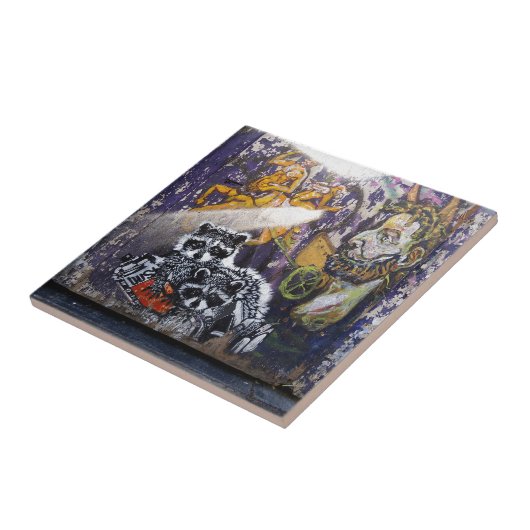 Amsterdam Graffiti Street Art Nr. 1 - Raccoon Tegeltje (Zijkant)