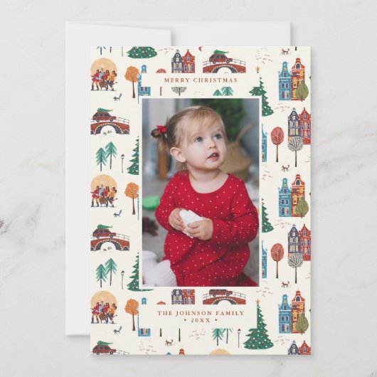 Amsterdam herbergt moderne kerstdagen feestdagenkaart (Voorkant)