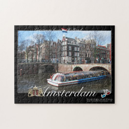 Amsterdam Holland 3D Anaglyph Jigzaag Puzzle Legpuzzel (Horizontaal)