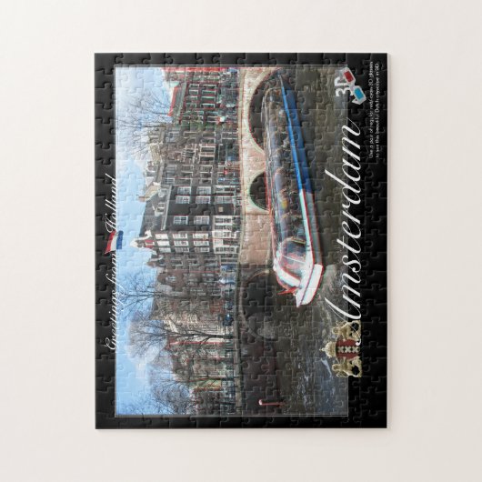 Amsterdam Holland 3D Anaglyph Jigzaag Puzzle Legpuzzel (Verticaal)