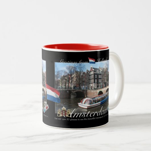 Amsterdam Holland 3D Anaglyph Mok (Voorkant rechts)