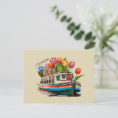 Amsterdam Holland Boat Travel Briefkaart (Staand voorkant)
