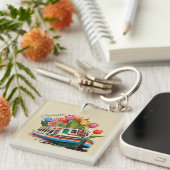 Amsterdam Holland Boat Travel Sleutelhanger (Voorkant Rechts)