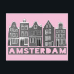 Amsterdam Holland Canal Houses Travel Black WHite Briefkaart<br><div class="desc">Verzend een bericht met dit zoete whimsical Amsterdam patroonkunst briefkaart.U kunt het aanpassen en tekst ook veranderen of toevoegen. Voeg je eigen tekst aan de achterkant toe. Bekijk mijn winkel voor veel meer kleuren en patronen! En meer overeenkomende items zoals tassen, stickers, magneten, petten en t - shirts. Laat me...</div>