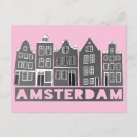 Amsterdam Holland Canal Houses Travel Black WHite