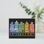 Amsterdam Holland Canal Houses Travel Colorful Briefkaart (Staand voorkant)