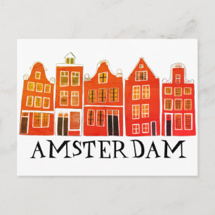 Amsterdam Holland Canal Houses Travel Europe Briefkaart