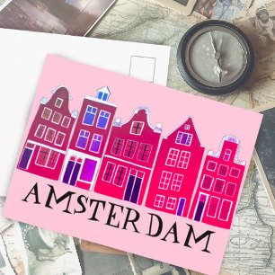 Amsterdam Holland Canal Houses Travel Europe Briefkaart