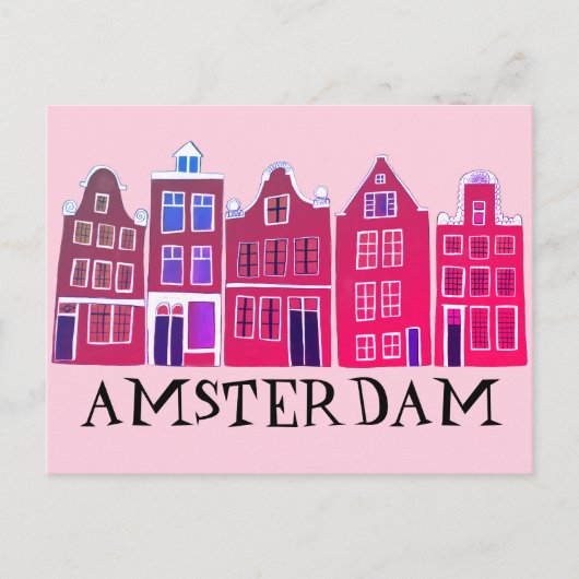 Amsterdam Holland Canal Houses Travel Europe Briefkaart (Voorkant)