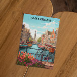 Amsterdam Holland Canal Uitzicht Briefkaart<br><div class="desc">Dit is een kleurrijk Amsterdams briefkaart met de bijzondere architectuur en de bekende gracht van de Nederlandse hoofdstad. Het is een groot Holland souvenir en reiscadeau voor elke toerist en bezoeker van de Europese reisbestemming. Maak er zelf een en koop nu.</div>