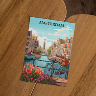 Amsterdam Holland Canal Uitzicht Briefkaart