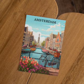 Amsterdam Holland Canal Uitzicht Briefkaart
