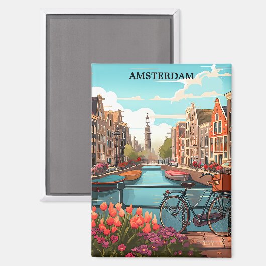 Amsterdam Holland Canal Uitzicht Magneet (Voorkant / Achterkant)
