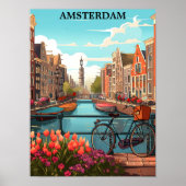 Amsterdam Holland Canal Uitzicht Poster (Voorkant)