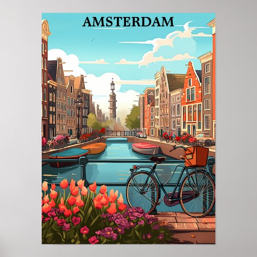 Amsterdam Holland Canal Uitzicht Poster (Voorkant)