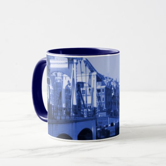 Amsterdam Holland Cityscape Delft-Blue-look Mok (Voorkant links)