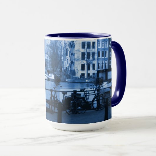 Amsterdam Holland Cityscape Delft-Blueware-look Mok (Voorkant rechts)