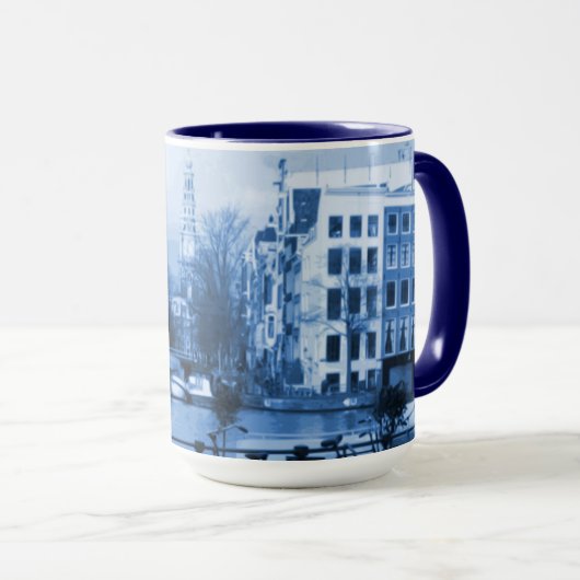 Amsterdam Holland Delft-Blue-look Mok (Voorkant rechts)