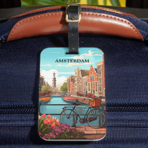 Amsterdam Holland Grachtzicht Bagagelabel