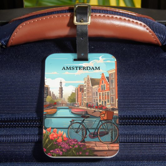 Amsterdam Holland Grachtzicht Bagagelabel (Voorkant Insitu 2)