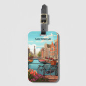 Amsterdam Holland Grachtzicht Bagagelabel (Voorkant (verticaal))