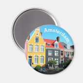 Amsterdam Holland Houses souvenir  Magneet (Voorkant / Achterkant)