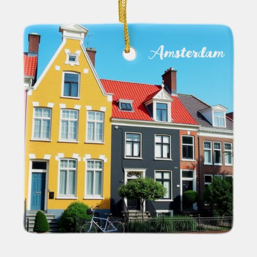 Amsterdam Holland Houses Travel souvenir Keramisch Ornament (Voorkant)