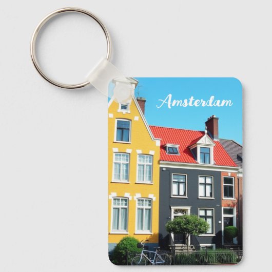 Amsterdam Holland Houses Travel souvenir Sleutelhanger (Voorkant)