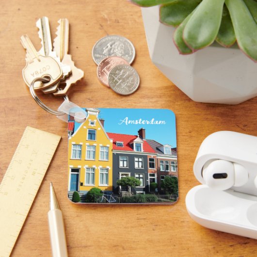 Amsterdam Holland Houses Travel souvenir Sleutelhanger (Bureau)
