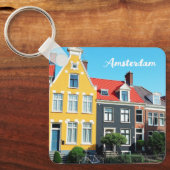 Amsterdam Holland Huizen Reis souvenir Sleutelhanger (Voorkant)