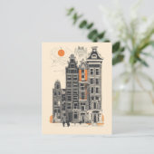 Amsterdam Holland Oude Straat Huizen Reizen Kunst Feestdagenkaart (Staand voorkant)