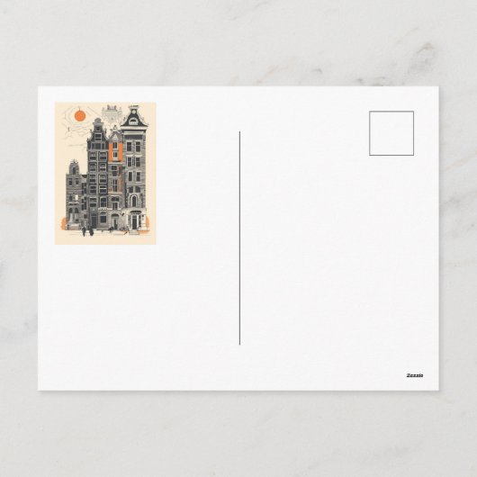 Amsterdam Holland Oude Straat Huizen Reizen Kunst Feestdagenkaart (Achterkant)