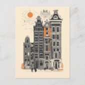Amsterdam Holland Oude Straat Huizen Reizen Kunst Feestdagenkaart (Voorkant)