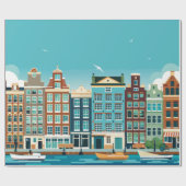 Amsterdam Holland-thema Nederlandse Architectuur Cadeaupapier (Vlak)